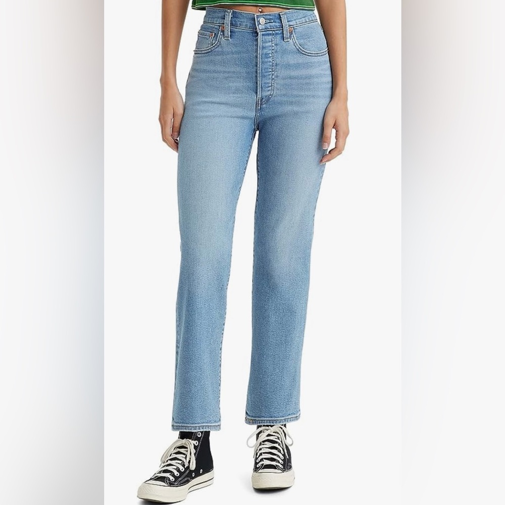 Women's Levis Ribcage Buttonfly Straight leg Ankle Size 31 Jeans Pants Denim
